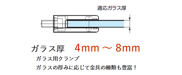 クランプ,ガラス固定金具